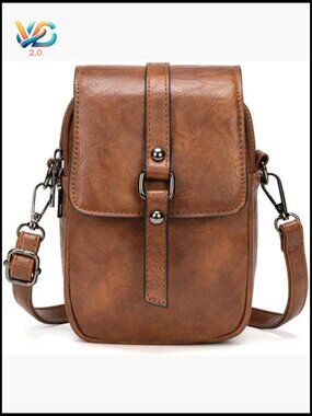 Vintage Crossbody Phone Bag for Women, Small PU Leather Shoulder Purse
